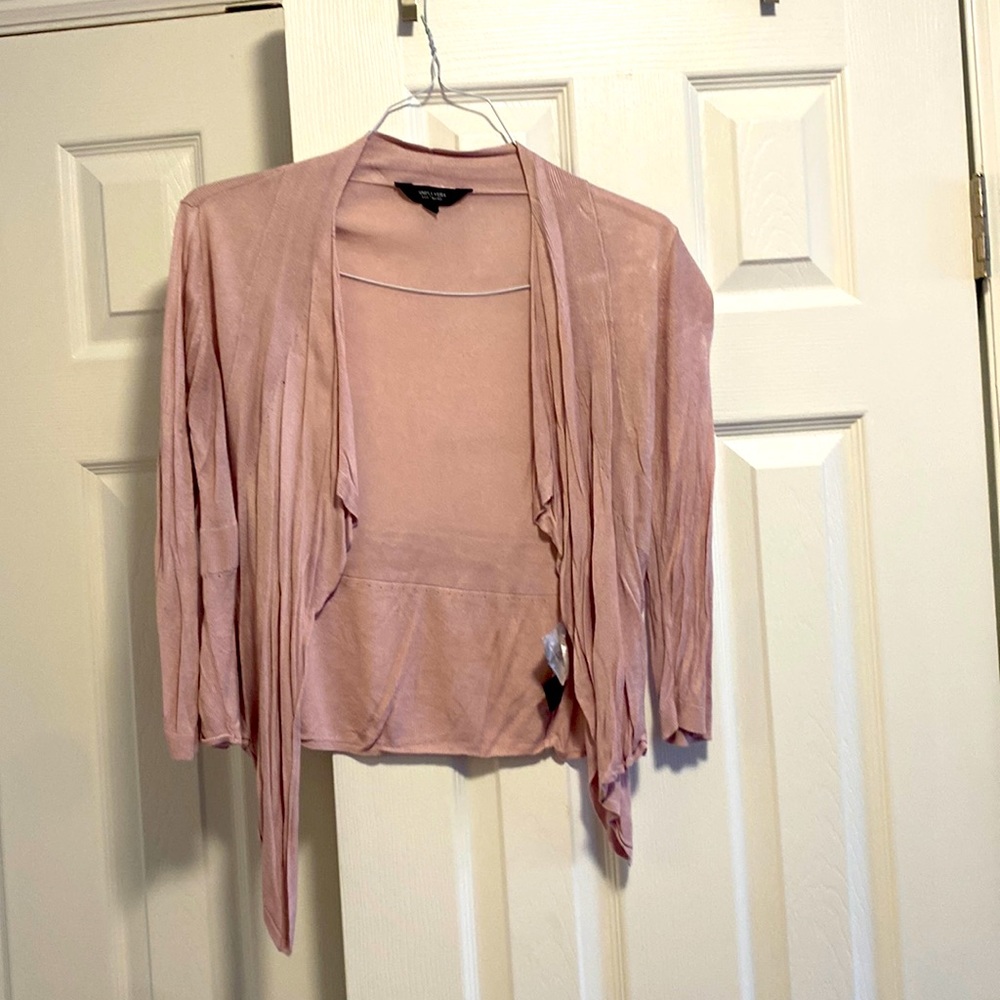 Simply Vera Vera Wang Open Cardigan Sweater Dusty Rose